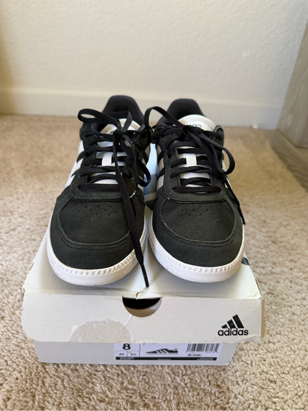 adidas Womens Black and White Low-Top Sneakers
